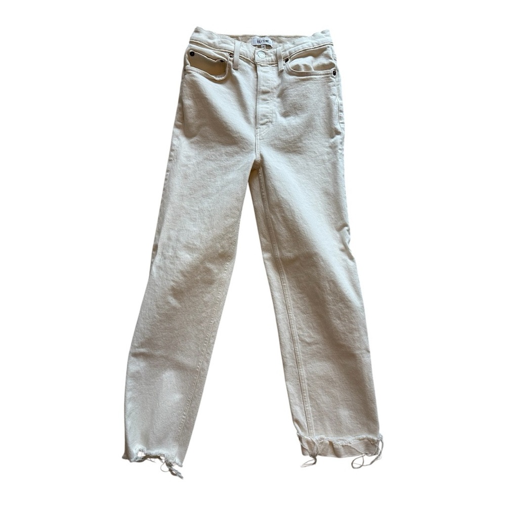 Re/Done 70’s Stove Pipe Cream Straight Leg Jeans with Relaxed Fit